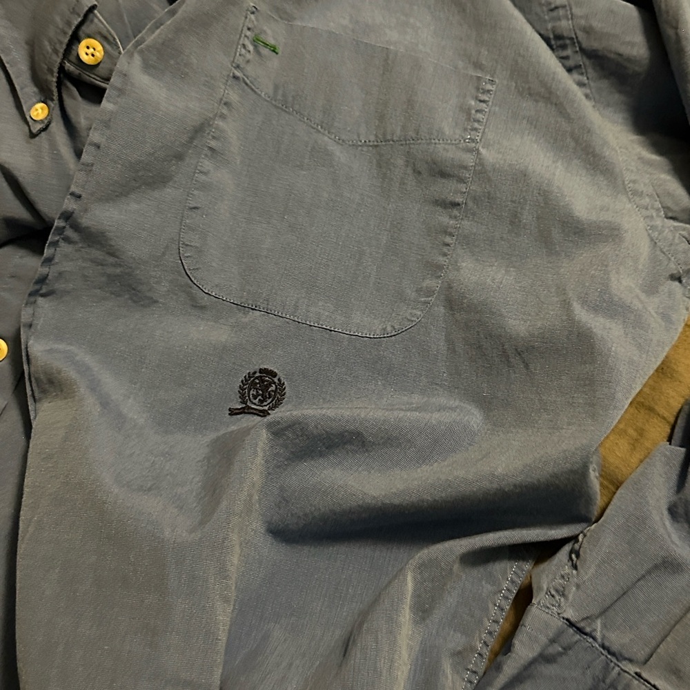 Tommy Hilfiger  Blue Button-Down Shirt Size L EUC - Picture 6 of 7